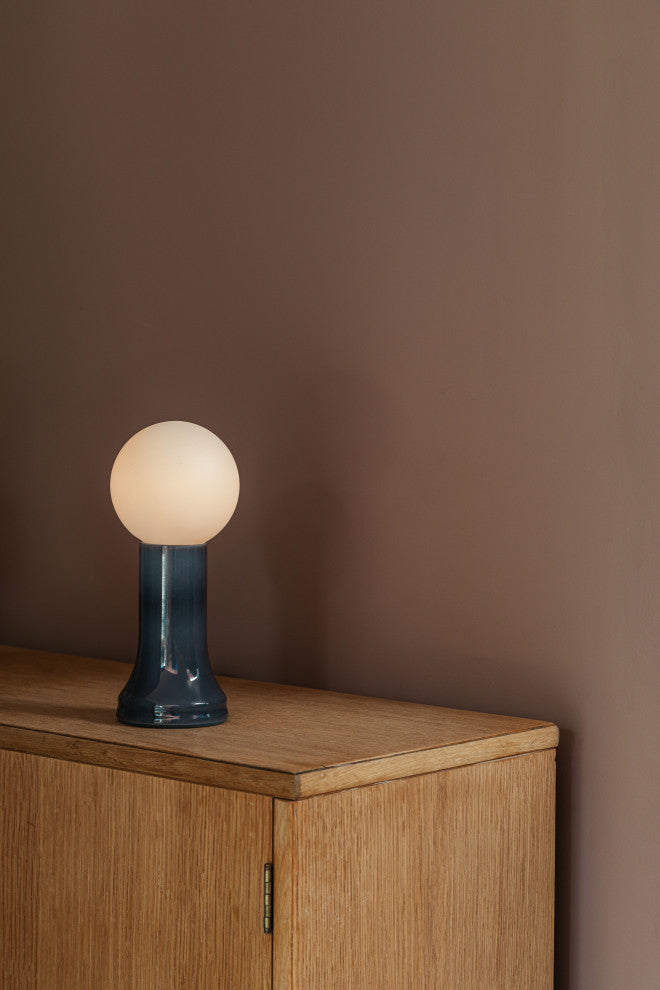 Shore Table Lamp Smoke Grey with G95 LED Bulb