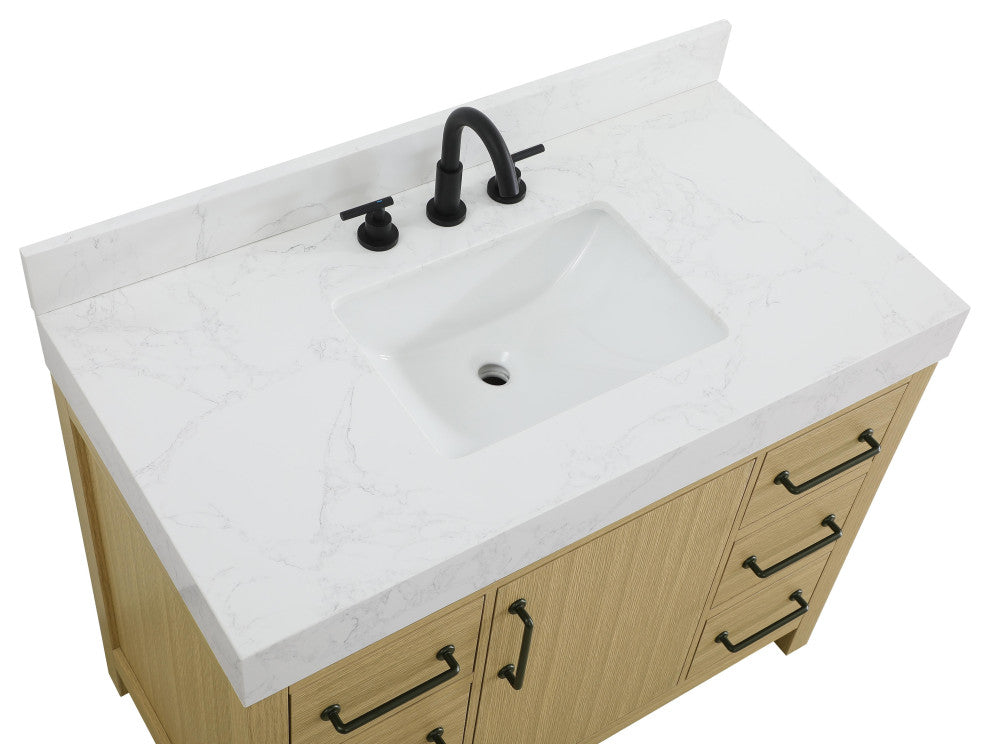 Home Living 42" Single Bathroom Vanity, Honey Brown With Backsplash