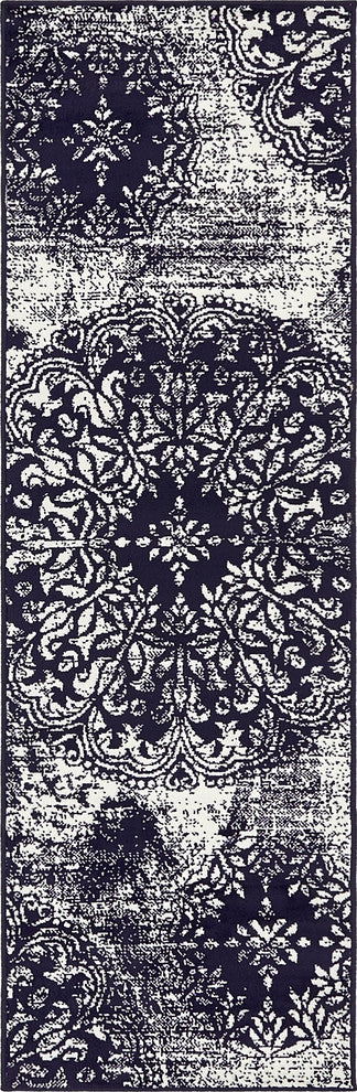 Unique Loom Navy Blue Grand Sofia 2' 0 x 6' 7 Runner Rug