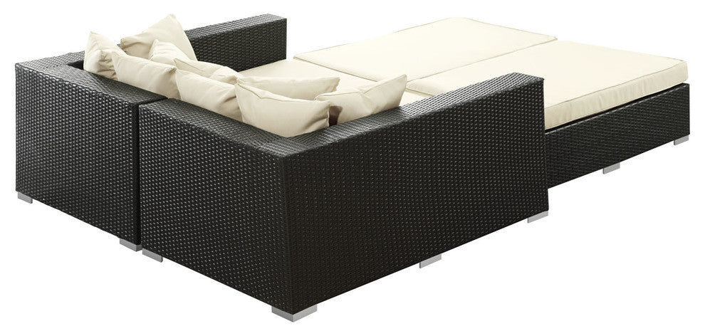 Modern Contemporary Outdoor Patio Rattan and Wicker 4-Piece SetSofa White