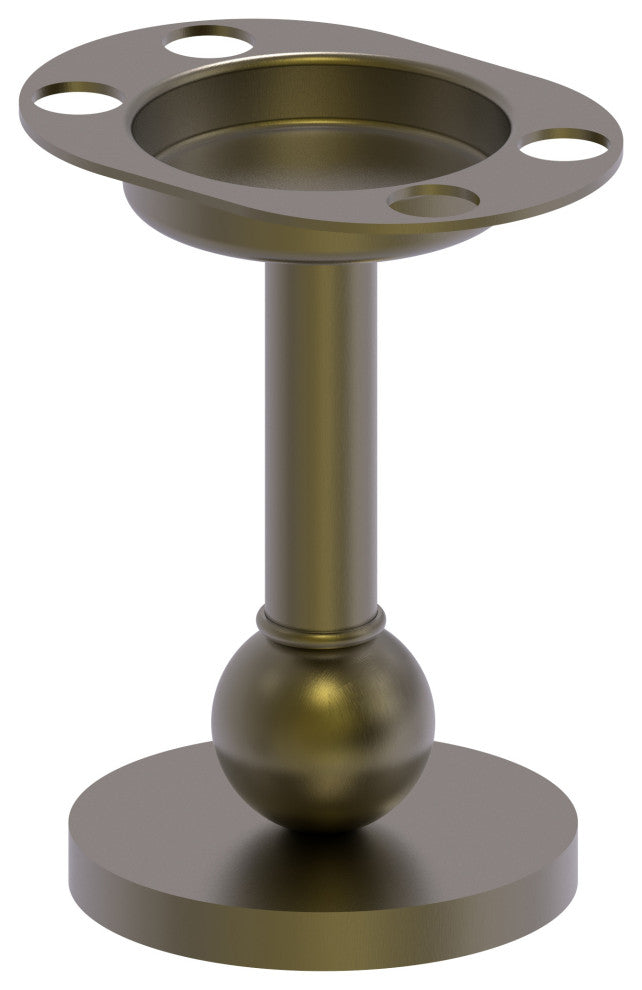 Vanity Top Toothbrush and Tumbler Holder, Antique Brass