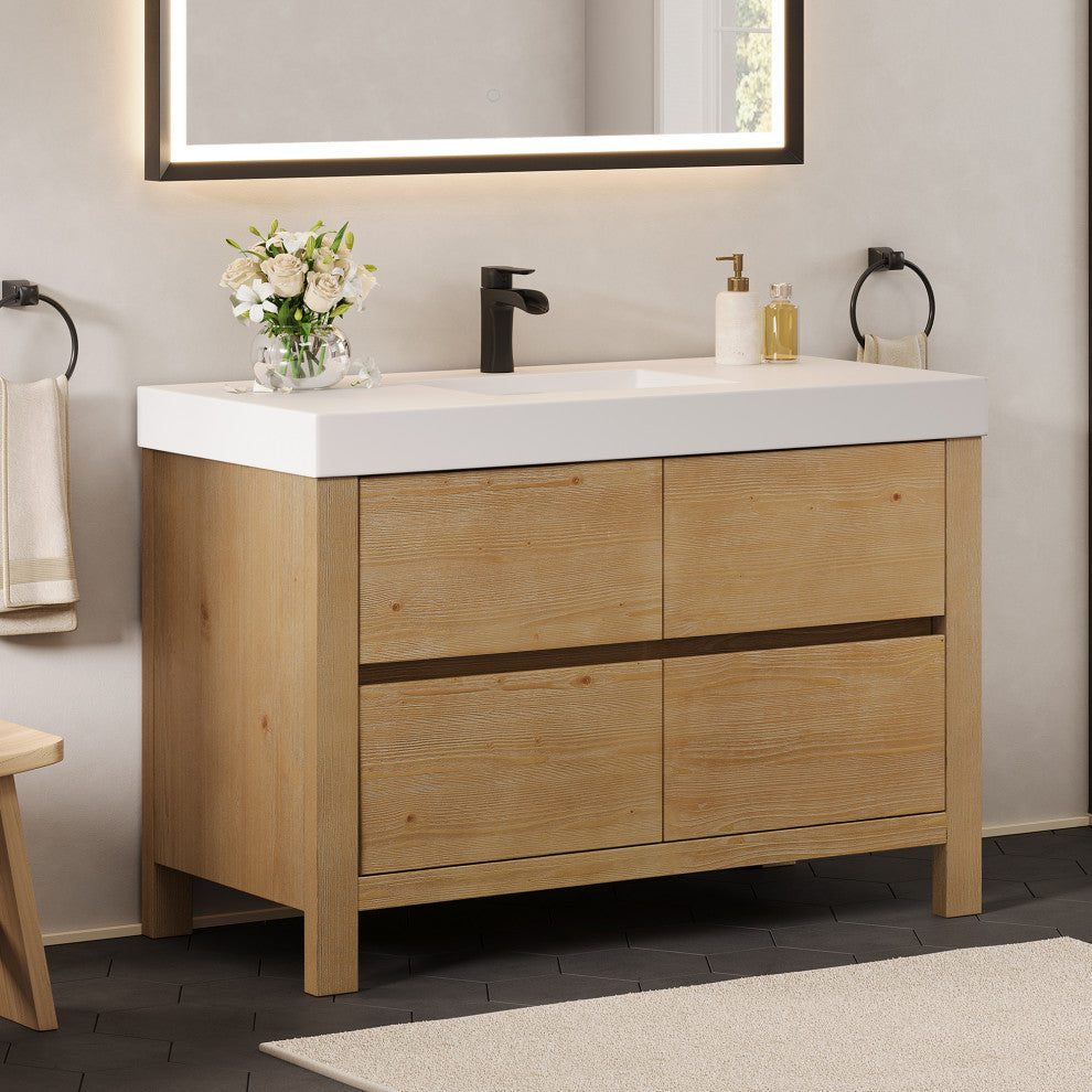 Cascadia Bathroom Vanity, Weathered Fir, 48", No Mirror