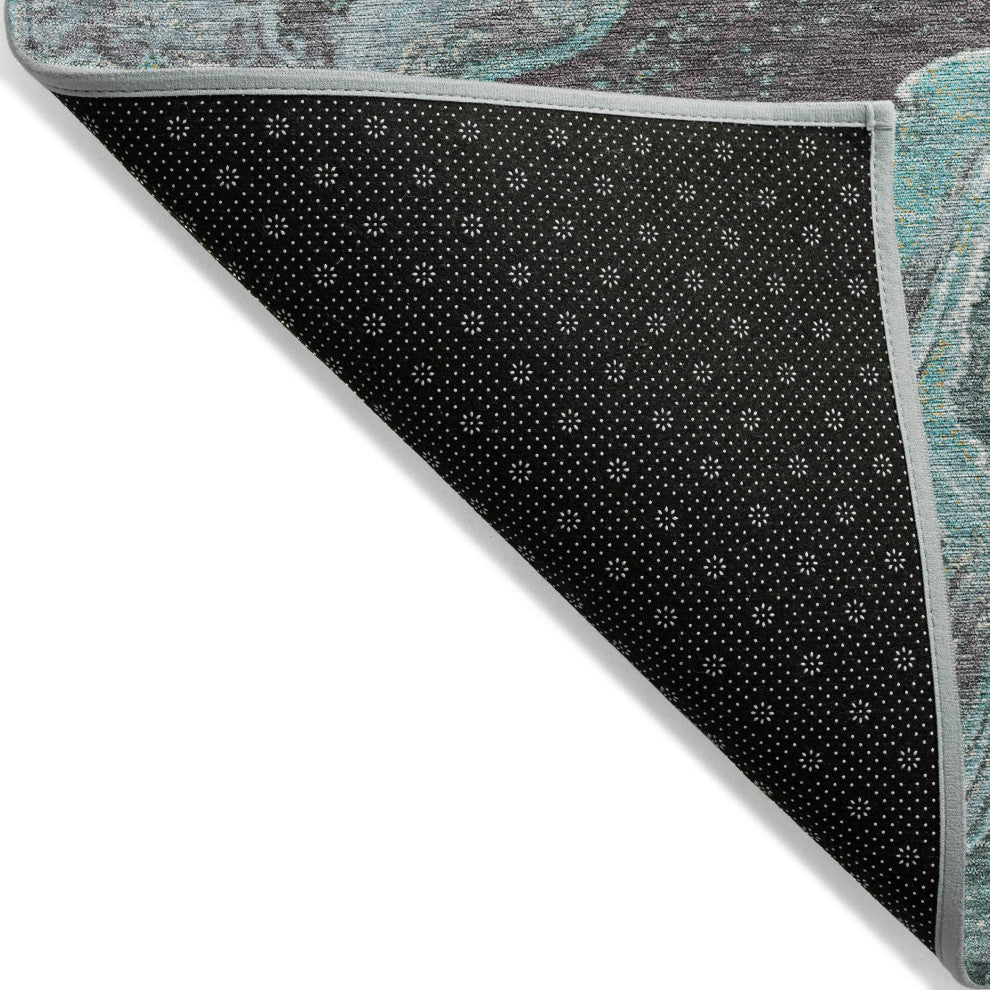Machine Washable Indoor/Outdoor Chantille ACN1907 Teal 2'3" x 7'6" Runner Rug