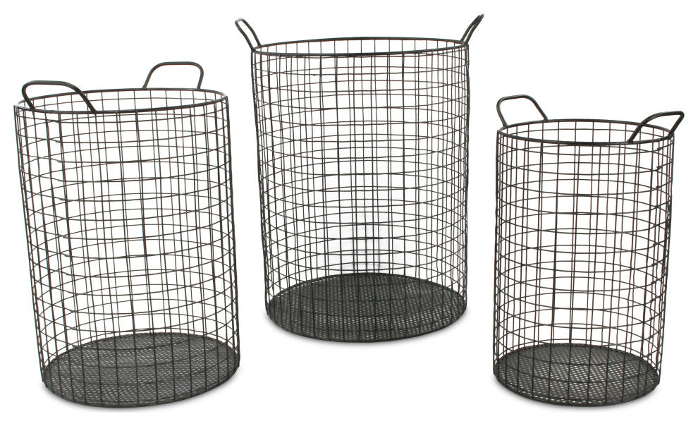 Wire Cylinder Storage Bins, Set of 3
