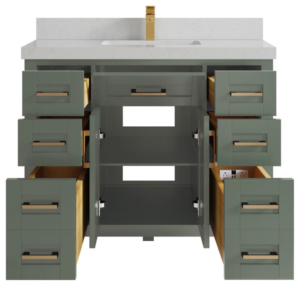 Cambridge 42" Single Sink Bath Vanity in Evergreen 2" Carrara Quartz