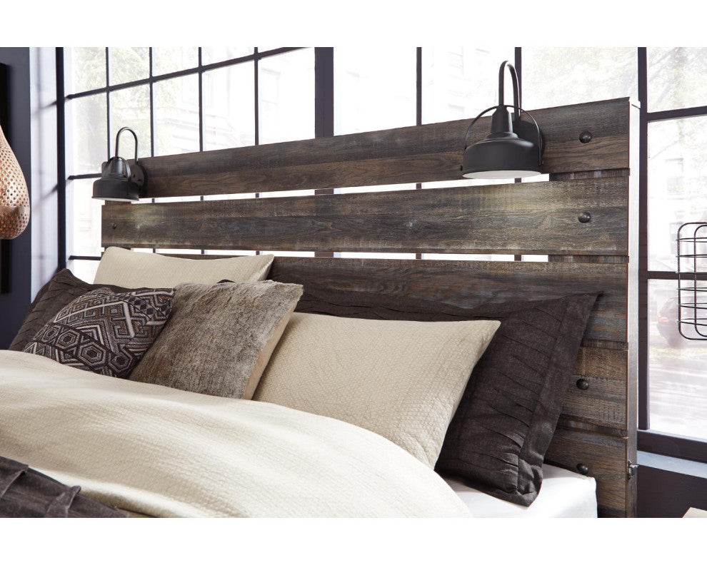 Drystan Rustic Brown Panel Headboard, King