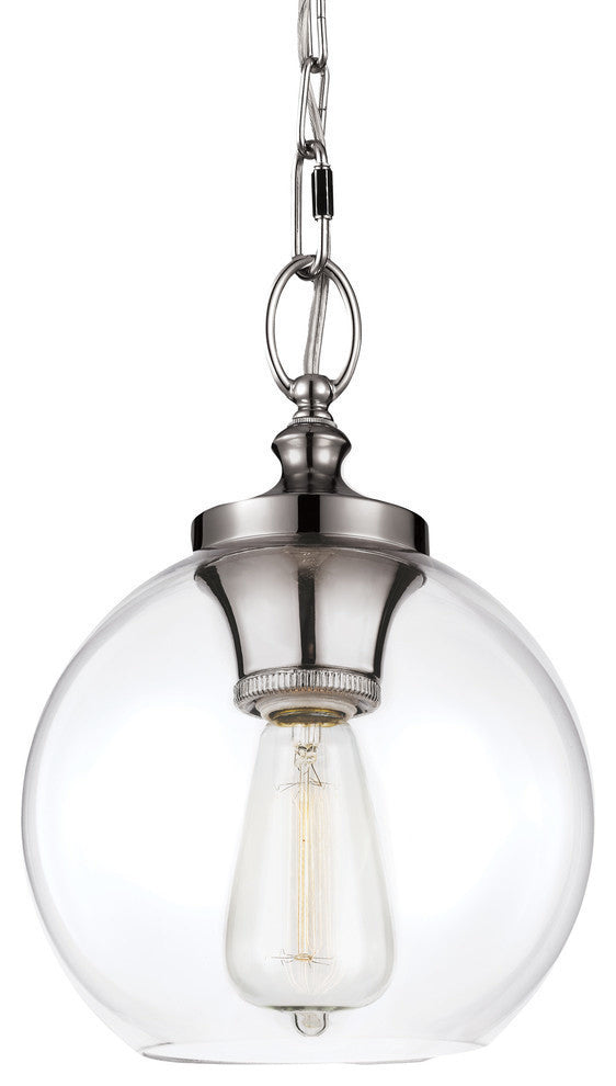 1-Light Tabby Mini Pendant, Polished Nickel