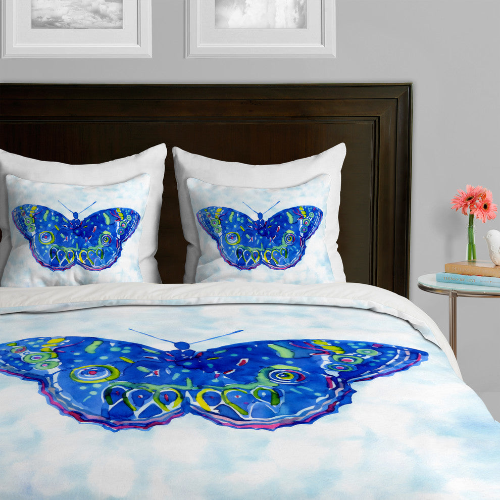 Deny Designs Cayenablanca Watercolour Butterfly Duvet Cover-Lightweight