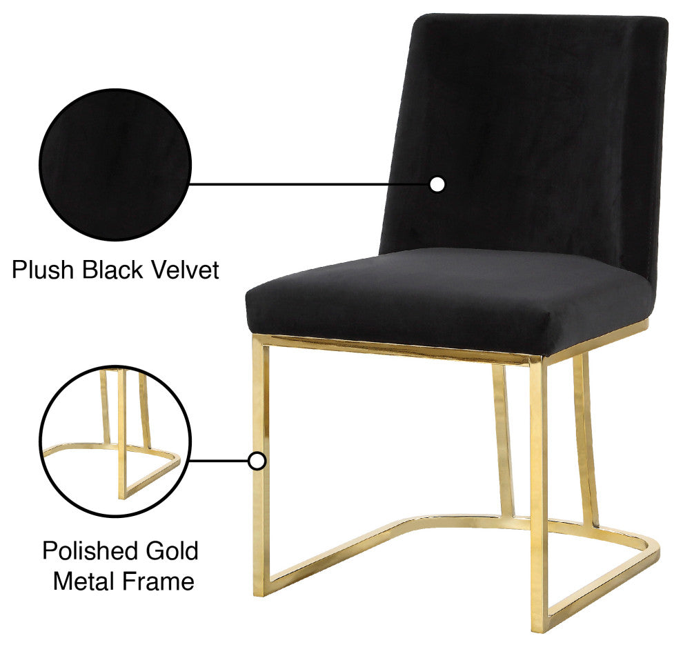 Heidi Velvet Dining Chairs, Set of 2, Black