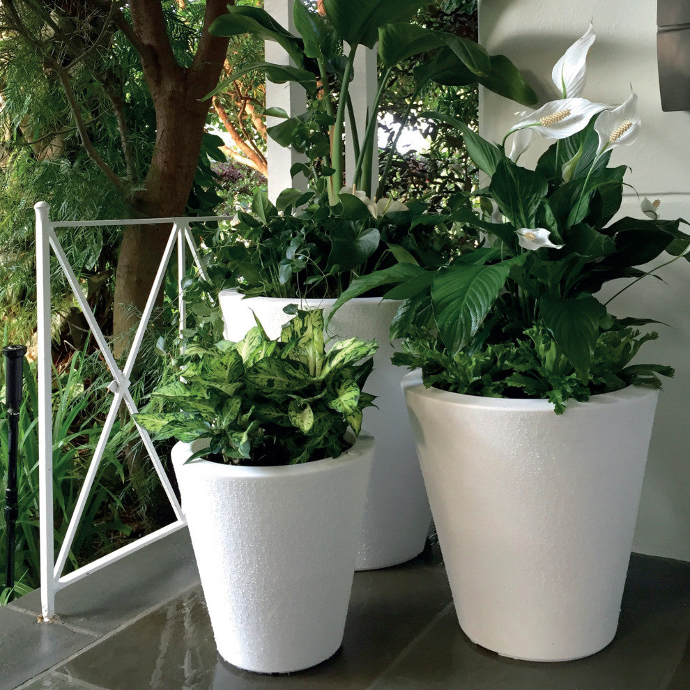 TruDrop Dot Modern Self Watering Planter, Alpine White, 20''