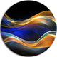 3D Gold Blue Wave Design, Abstract Digital Art Disc Metal Wall Art, 36"