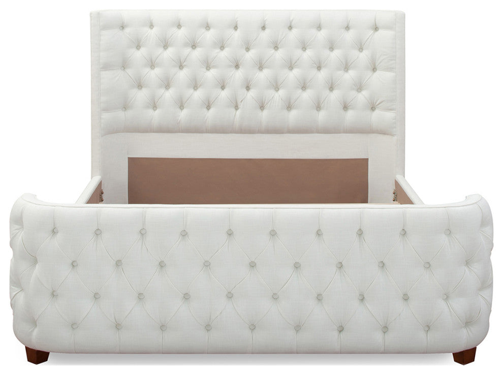 Brooklyn Tufted Sheltered Wingback Panel Bed, Antique White, Queen