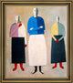 Kazimir Malevich Three Girls - 16" x 20" Framed Premium Canvas Print
