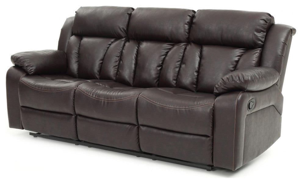 Springfield Reclining Sofa, Brown Faux Leather