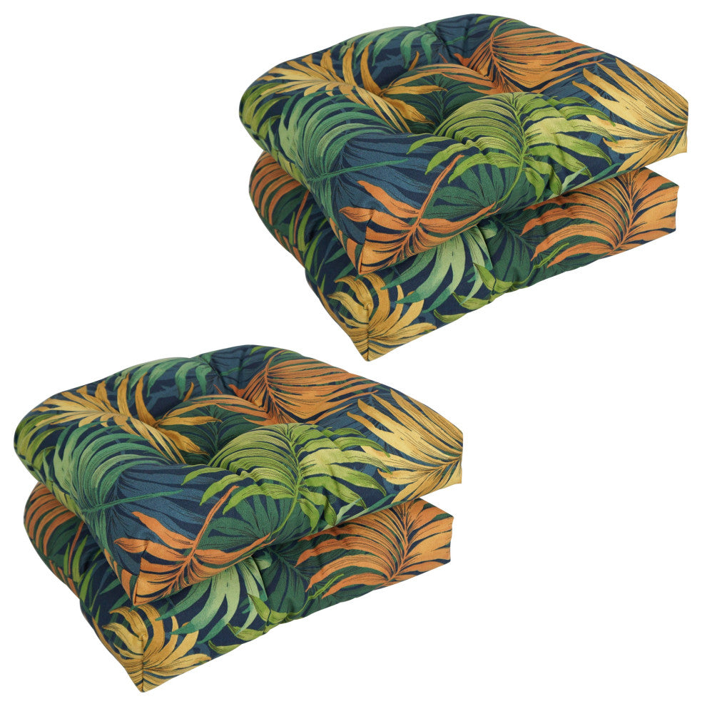 19" U-Shaped Patterned Tufted Dining Chair Cushions, Set of 4, Laperta Monsoon