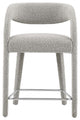 Pinnacle Boucle Upholstered Counter Stool Set of 2, Taupe Silver