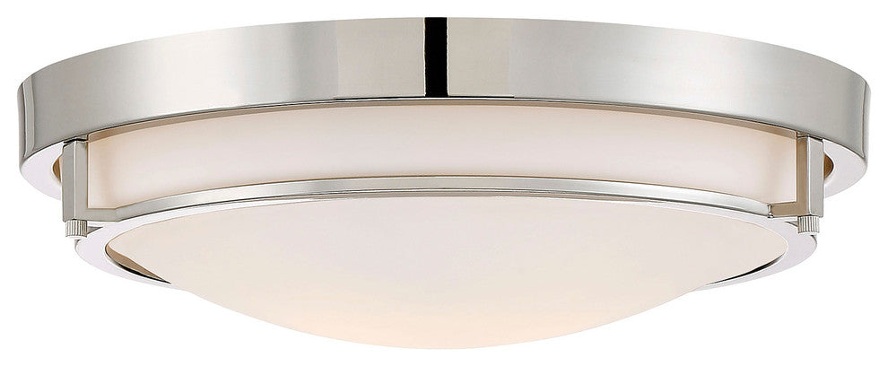 2-Light Flush Mount, Polished Nickel