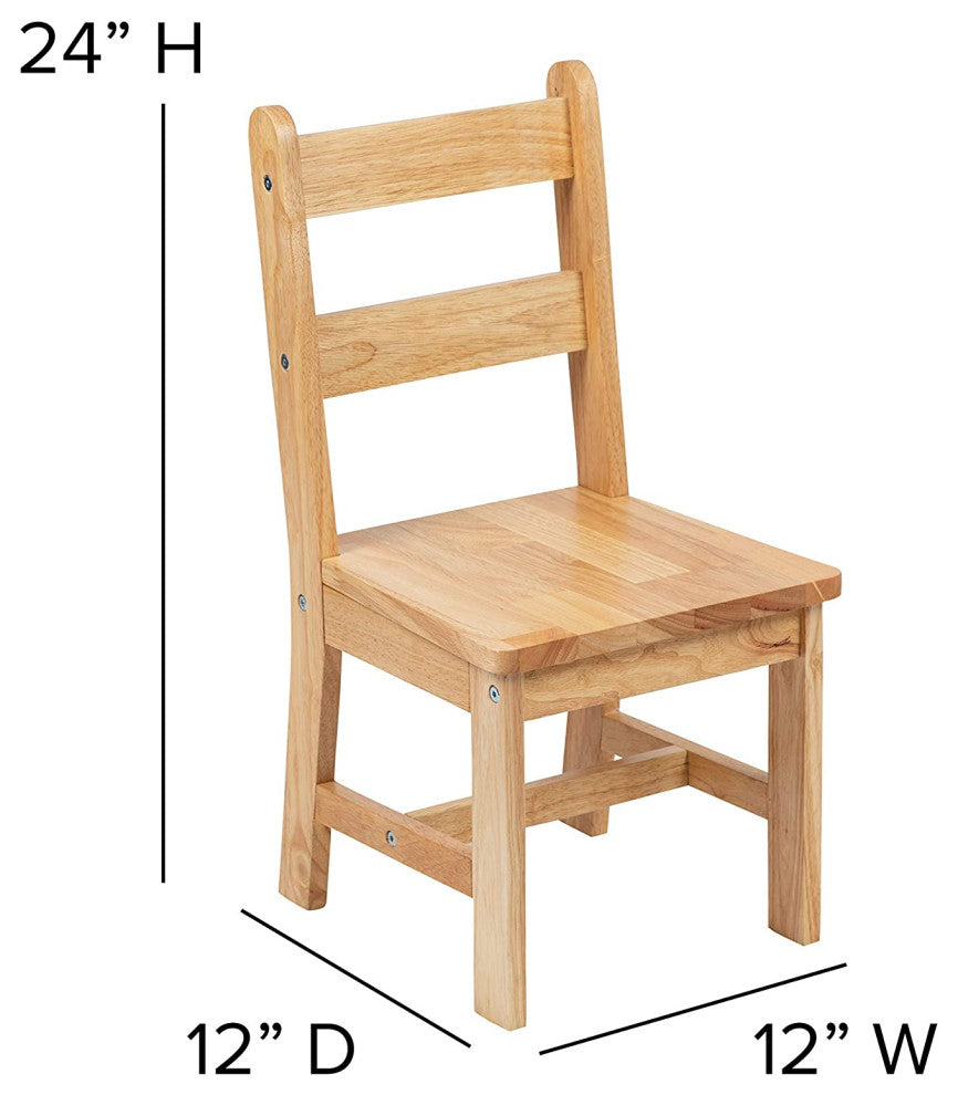 Kids Solid Hardwood Table and Chair Set - 3 Piece Set, Natural