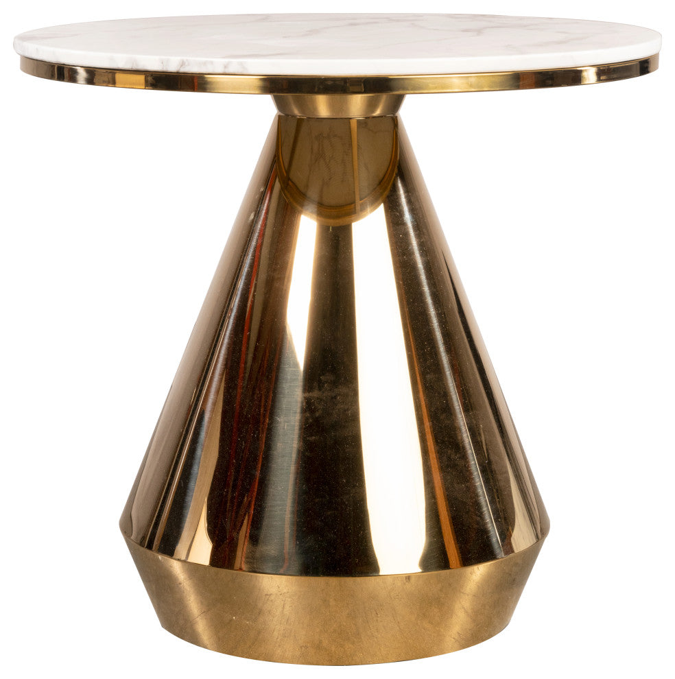 5-Piece Gigi Marble Top Dining Set, Off White Chairs