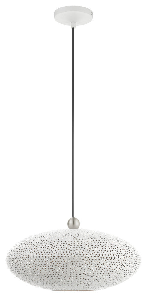 Livex Lighting Dublin 1 Light White With Brushed Nickel Accents Pendant