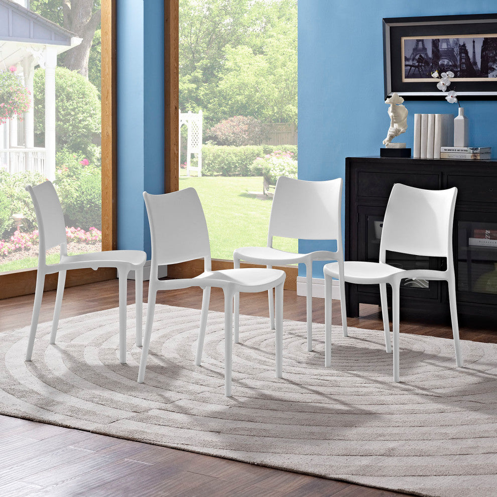 White Hipster Dining Side Chair Set of 4