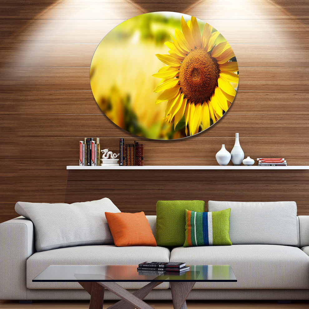 Beautiful Tuscany Sunflower, Flower Disc Metal Wall Art, 36"
