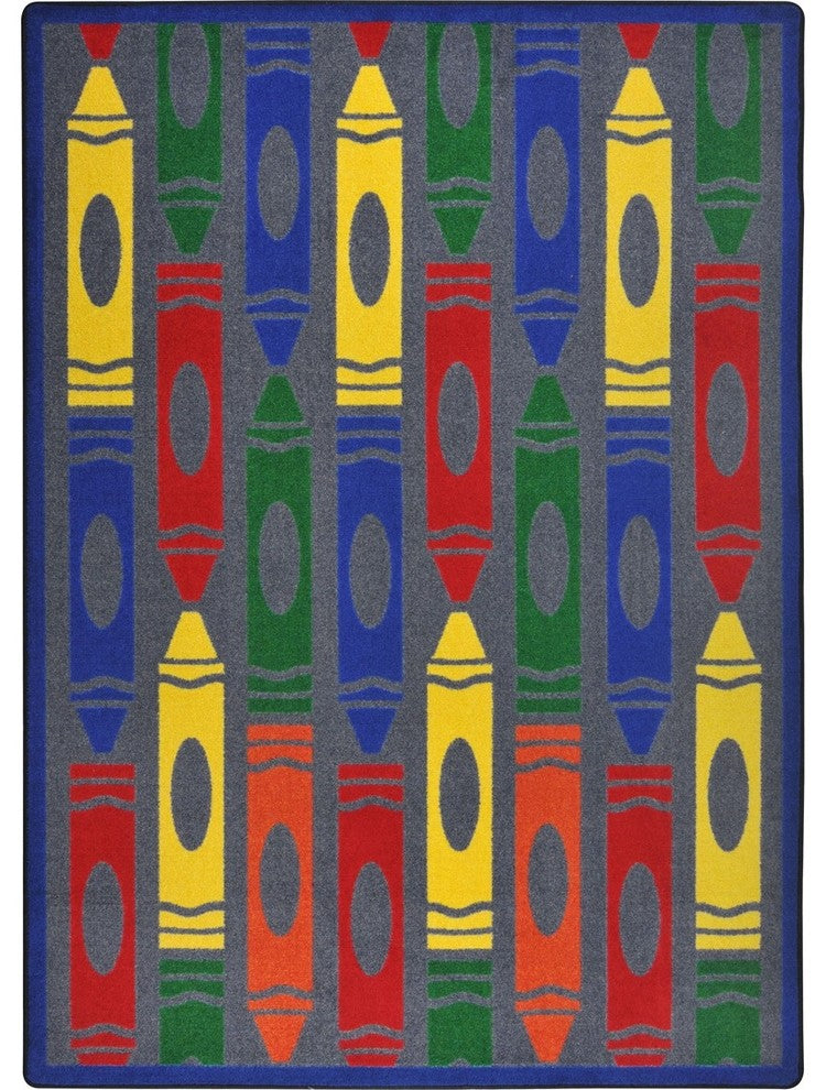 Playful Patterns Rug, Jumbo Crayons, Rainbow, 5'4"x7'8"