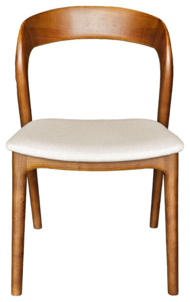 Rotondo Ash Wood Upholstered Dining Chair, Set of 2, Brown