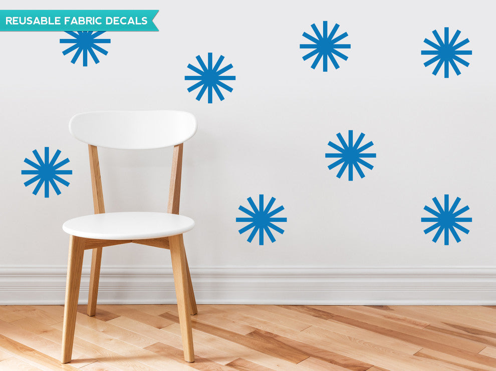 Starburst Fabric Wall Decals, Set of 8, Blue