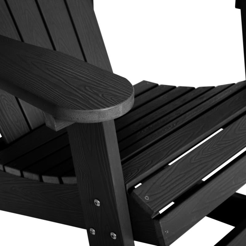 Savannah All-Weather Poly Resin Wood Adirondack Rocking Chair- Set of 2, Black