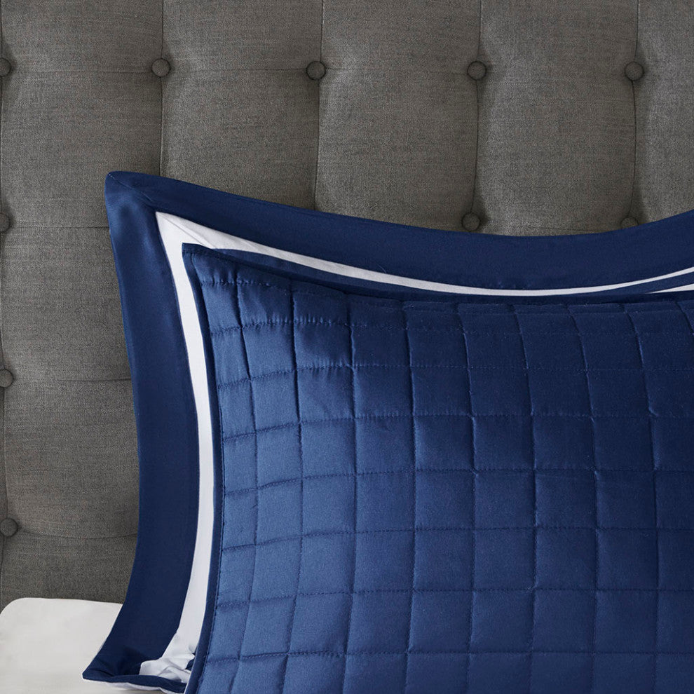 Madison Park Heritage 8 Piece Comforter and Quilt Set Collection, Navy