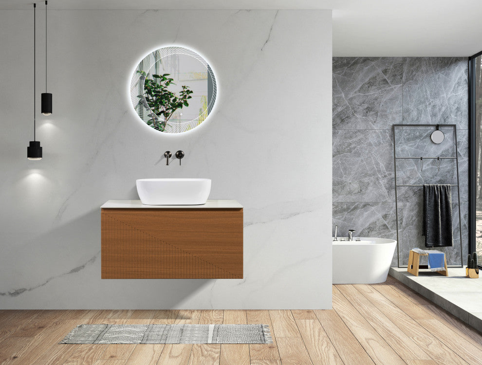 Simon Series Wall Mount Vanity With a Porcelain Vessel Sink, 36"