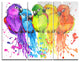 "Colorful Parrots Illustration" Glossy Metal Wall Art, 3 Panels, 36"x28"