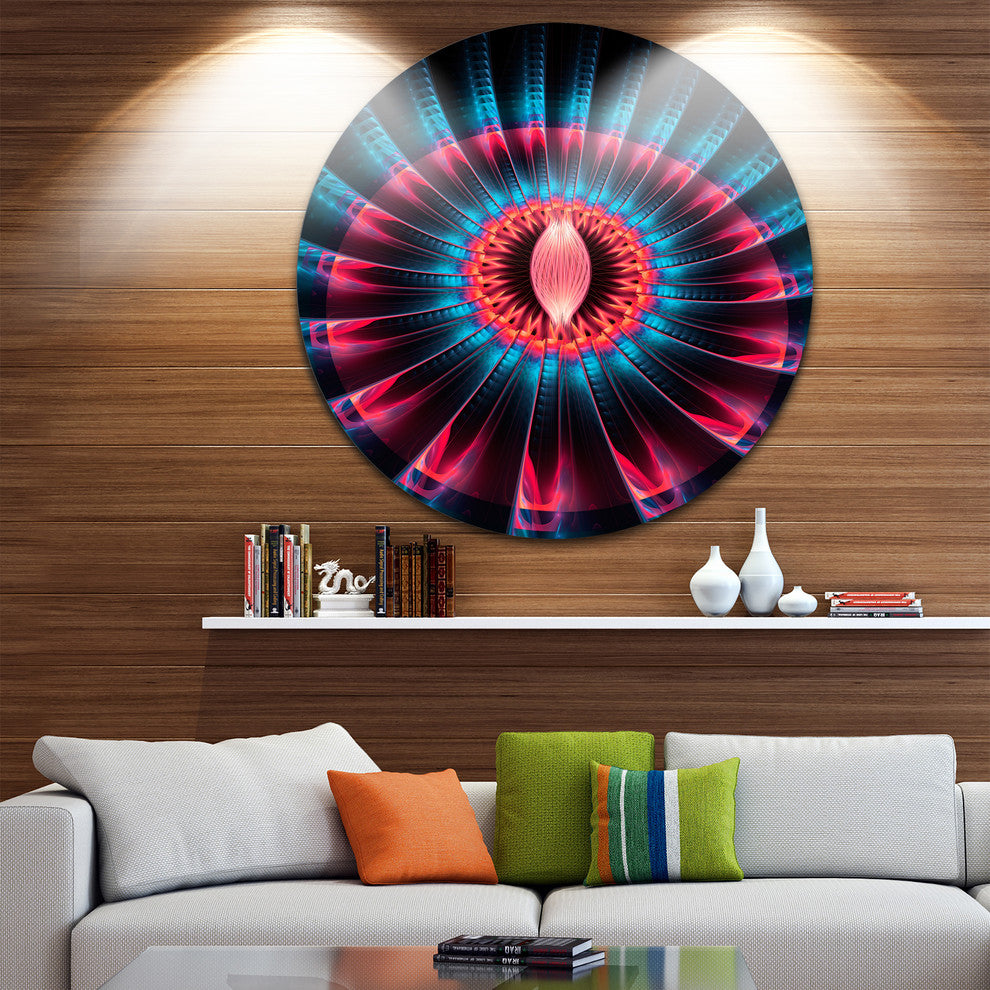 Abstract Colorful Fractal Flower, Floral Abstract Round Wall Art, 38"