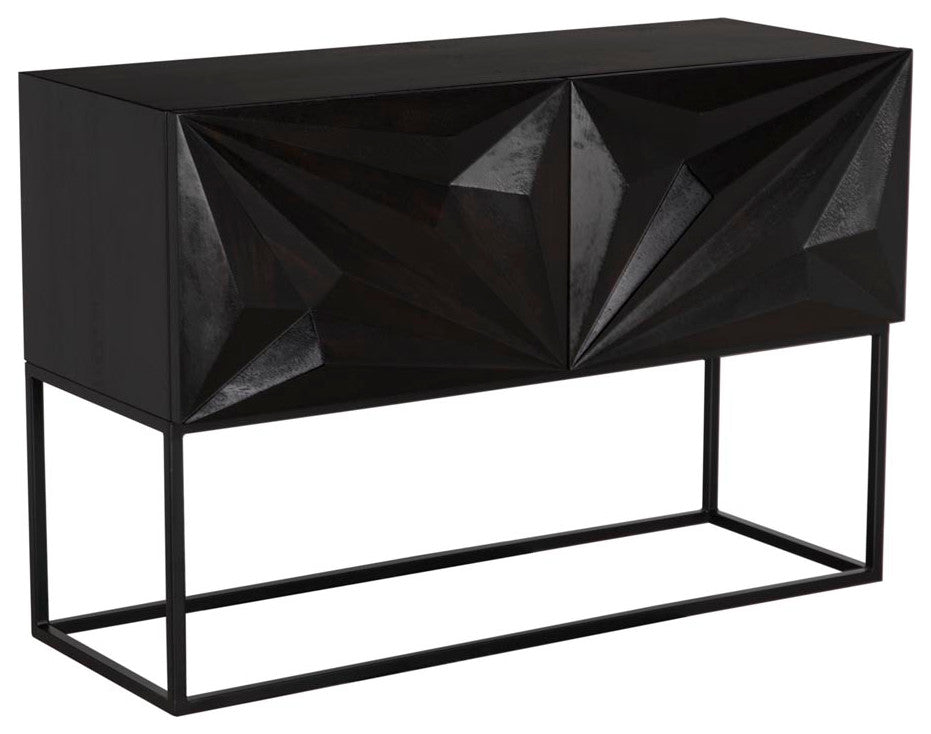 Small Zurich Console, Ebony Walnut With Steel
