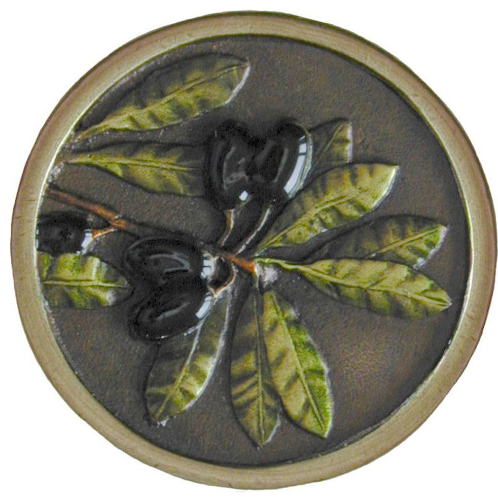 Olive Branch Knobs, Hand-Tinted Brass