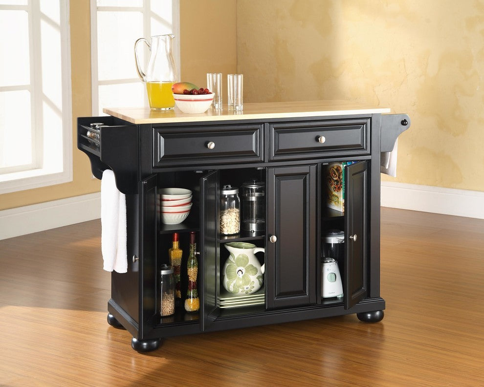 Alexandria Natural Wood Top Kitchen Island