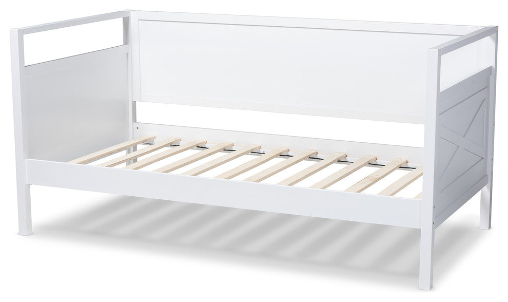 Verr Cottage Farmhouse White Wood Twin Size Daybed, White