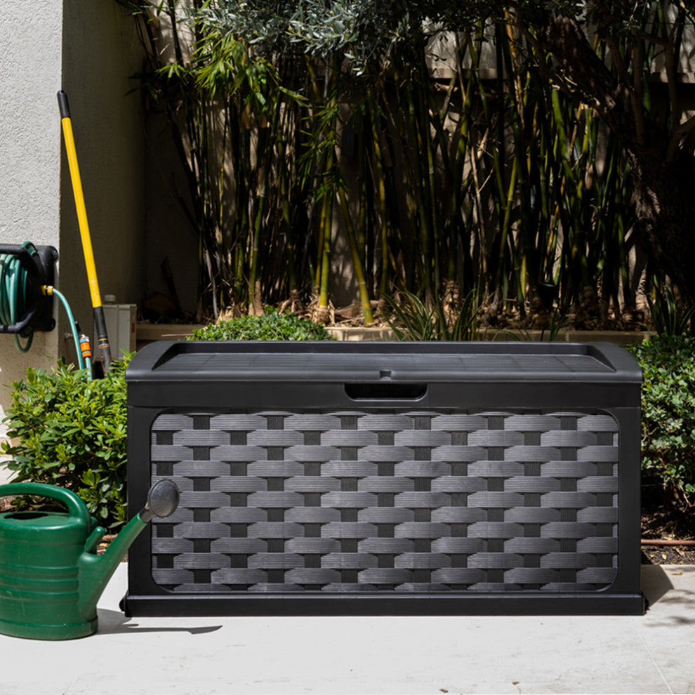 Starplast 88 Gallon Plastic Deck Box, Black