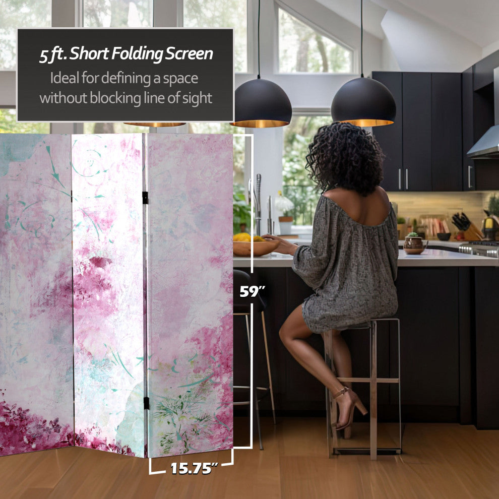 5' Tall Pink Boudoir Canvas Room Divider