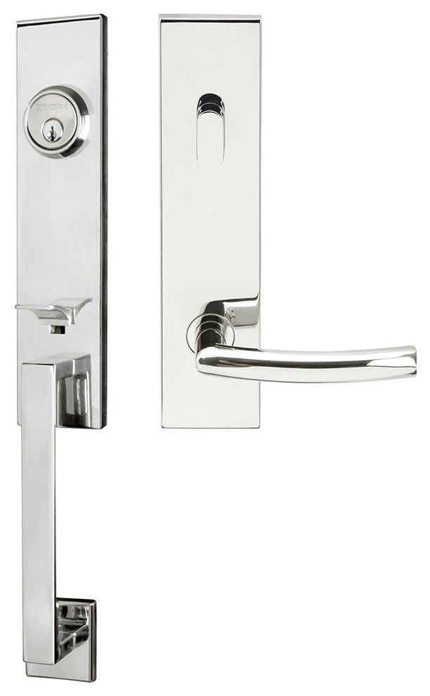 Oslo Lever, Tubular Entry Handleset, Left Hand, Polished Stainless Steel