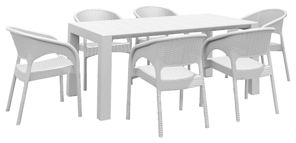Compamia Panama 7-Piece Extendable Patio Dining Set, White