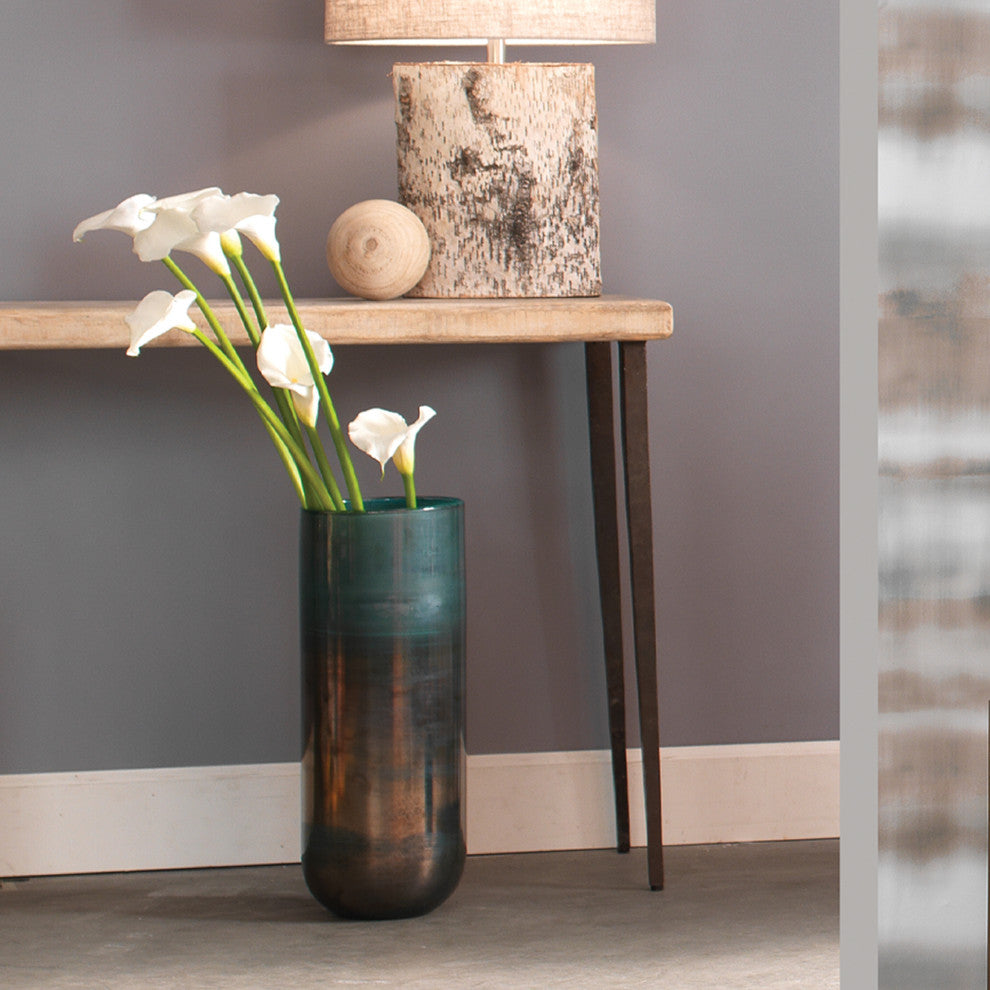 Vapor Hand Blown Glass Vase, Aqua, Large