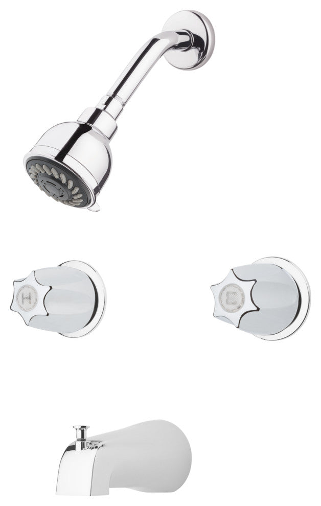 Pfister 2-Handle Tub and Shower Faucet, Metal Knob Handles, Chrome