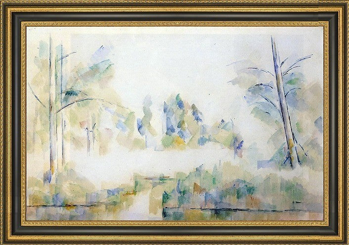 Paul Cezanne Trees by the Water - 16" x 24" Framed Premium Canvas Print