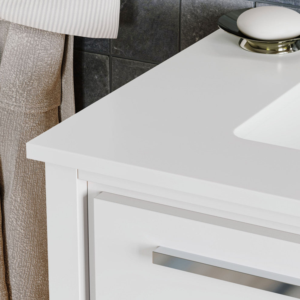 Esconde Bath Vanity, High Gloss White, 30", Single Sink, Freestanding