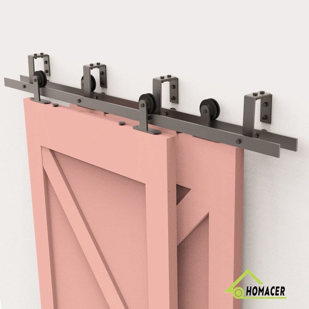 Bypass Sliding Barn Door Hardware Kit, T-Shape Design