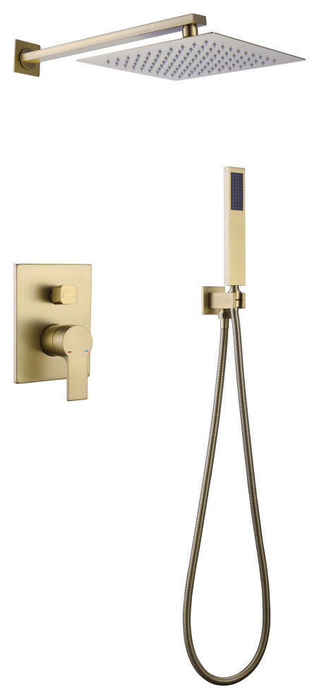 Brushed Gold Multifunctional Shower System 10" Stainless Steel Rain Shower Head