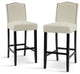 Deville 30" Counter Height Upholstered PU Bar Stools, Set of 2, Beige Fabric