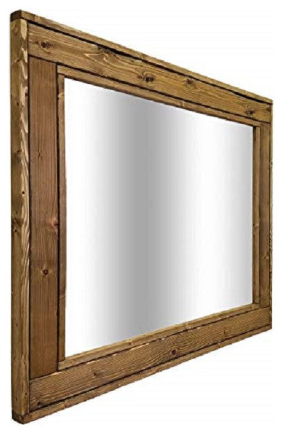 Herringbone Stained Vanity Mirror, Driftwood, 24"x30", Vertical